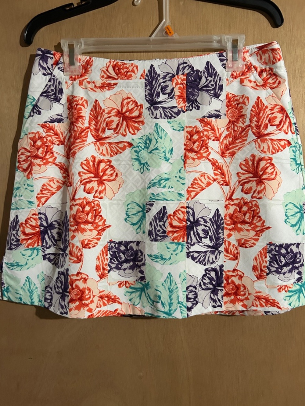 Lady Hagan Floral Patchwork Skort in Coral, Teal & Purple